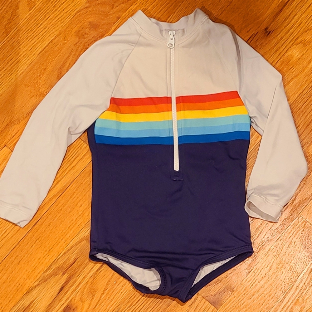 Hanna Andersson White and Red Rashguard Swim Top